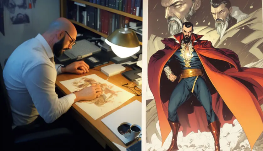 Dr-Strange-Comic-Writer-at-his-desk