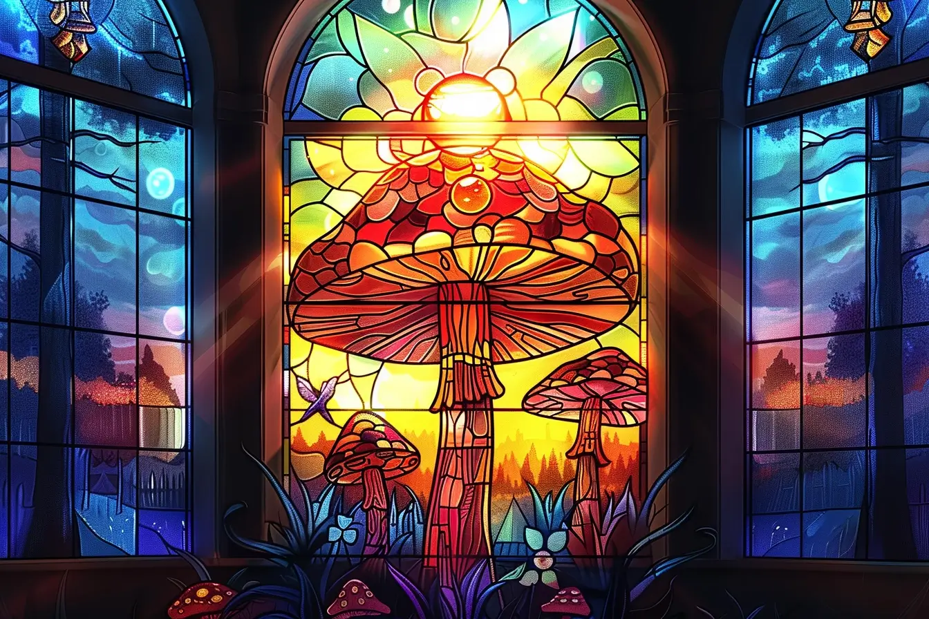 Religion Mushroom stained glass windwo