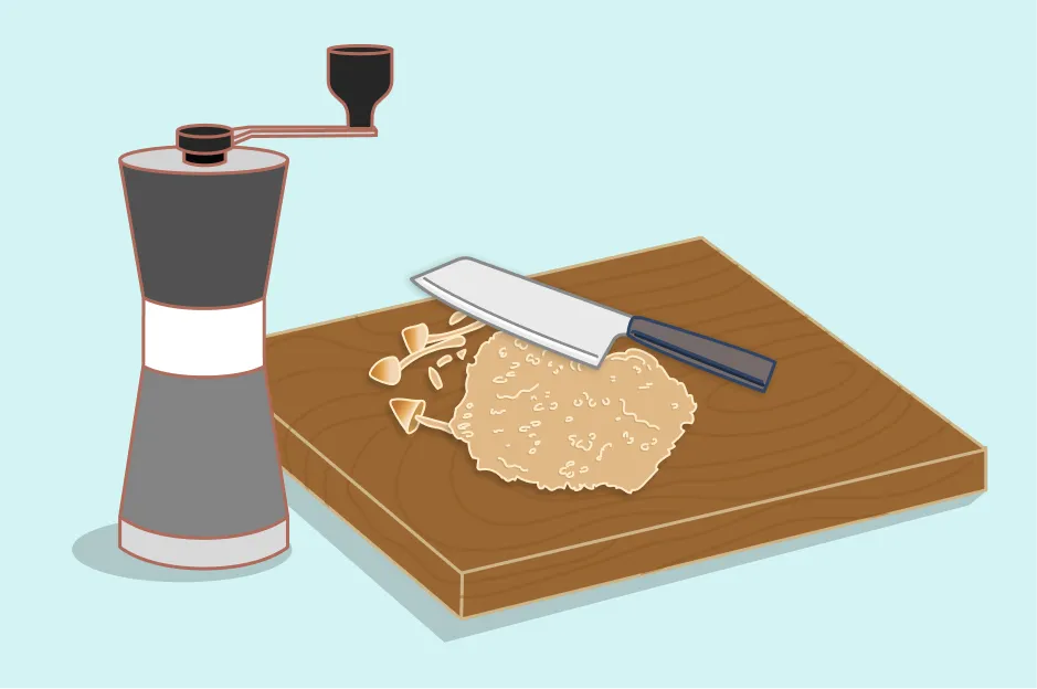Step 1: Grind the mushrooms